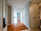 Spacious hallway with wooden flooring