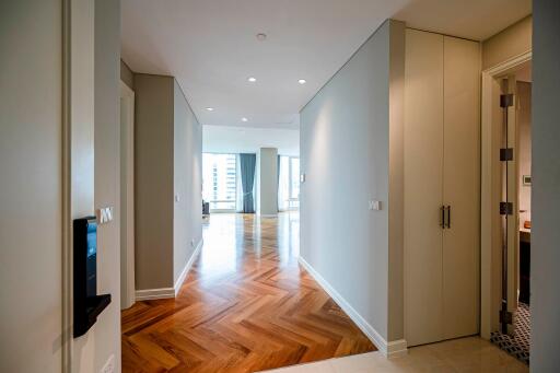 Spacious hallway with wooden flooring