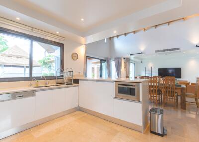 Modern kitchen with open living space