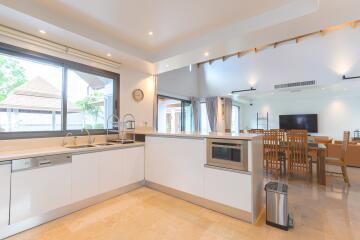 Modern kitchen with open living space