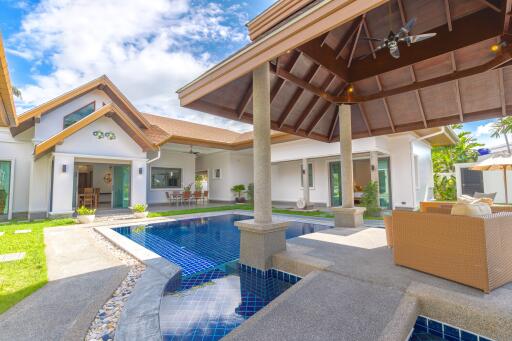 Beautiful outdoor space with pool and seating area