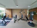 Home gym with various exercise equipment