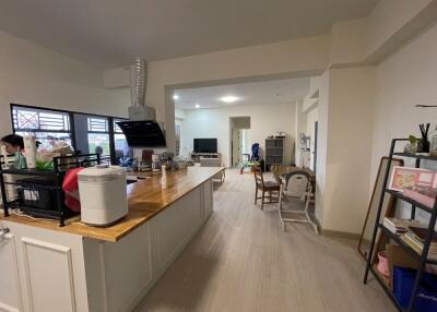 Modern kitchen with adjacent living area