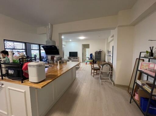 Modern kitchen with adjacent living area