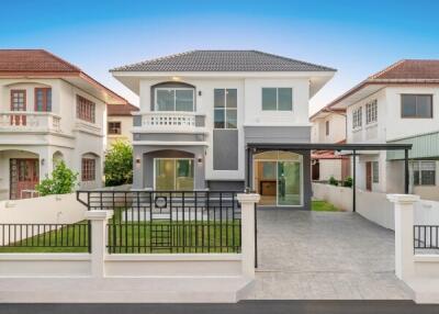 Front view of a modern two-story house