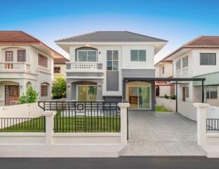 Front view of a modern two-story house