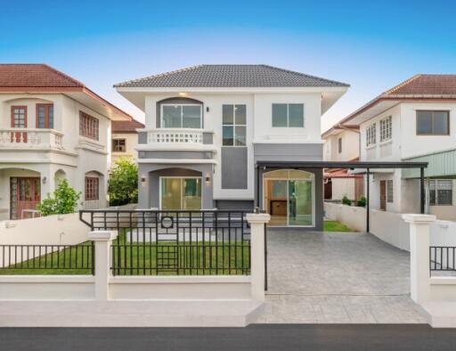 Front view of a modern two-story house