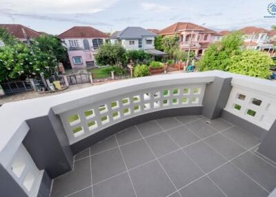 View of a balcony with a street view