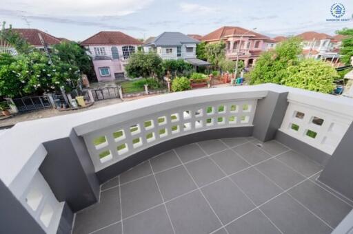 View of a balcony with a street view