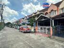 Street view of residential area with townhouses