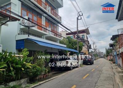 Exterior view of a building along a residential street