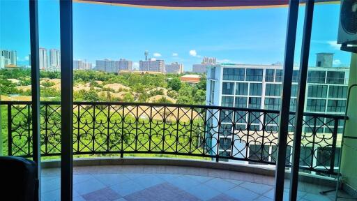 Balcony with cityscape view