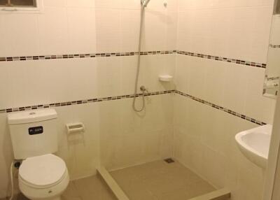 Bathroom with shower area and toilet