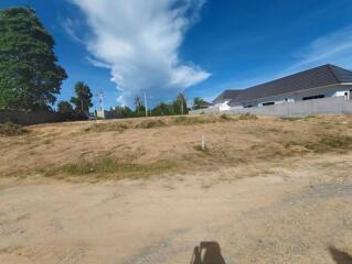 Vacant land with clear blue sky