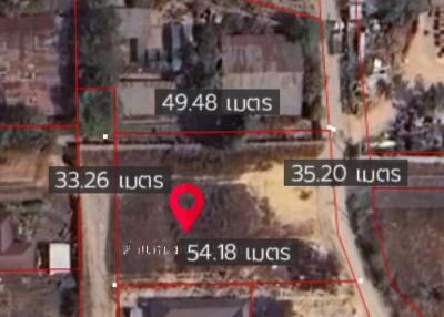 Aerial view of property plotting with measurements in square meters