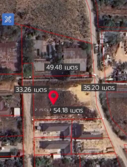 Aerial view of property plotting with measurements in square meters