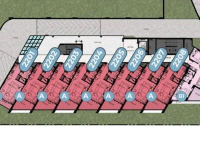 Building floor plan with units marked