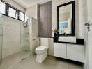 modern bathroom with shower and vanity