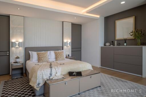 Modern luxury bedroom with stylish decor