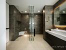 Modern bathroom with glass shower enclosure