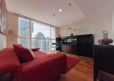 Modern living room with city view