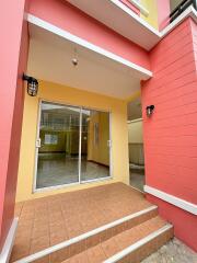 Entrance to the building with glass sliding door