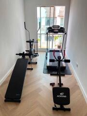 Home gym with fitness equipment