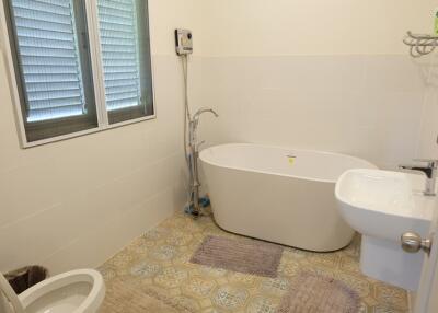 Modern bathroom with bathtub and sink