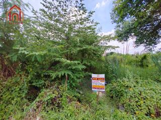 Vacant lot for sale with visible signage and lush vegetation