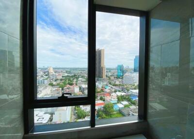 View of the city from a high-rise window