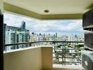 View of a cityscape from a balcony