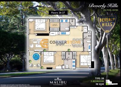 3 bedroom Condo in Riviera Malibu Pratumnak