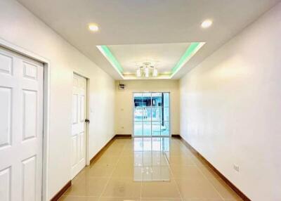 Bright and spacious hallway with modern lighting