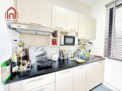 Modern kitchen with light wooden cabinetry