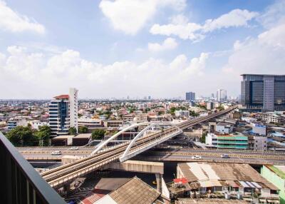 Cityscape view with buildings and a bridge