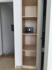 Built-in shelving unit with safe