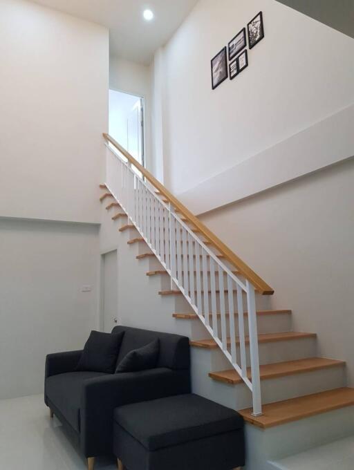 Modern living room with staircase