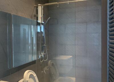 Modern bathroom with glass shower