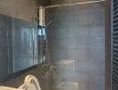 Modern bathroom with glass shower