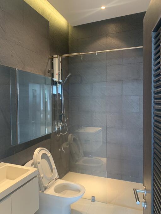 Modern bathroom with glass shower