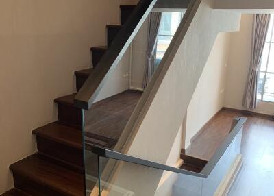 Modern staircase with glass railing