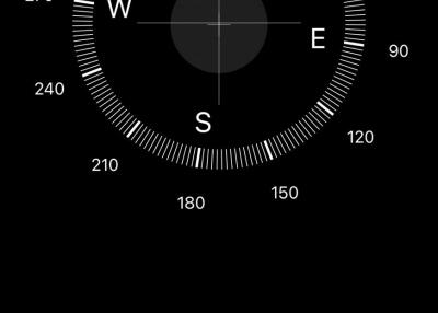 Compass showing direction and coordinates