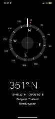 Compass showing direction and coordinates