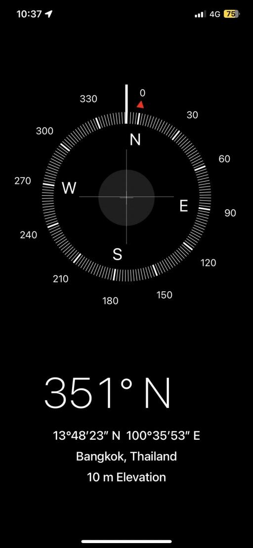 Compass showing direction and coordinates