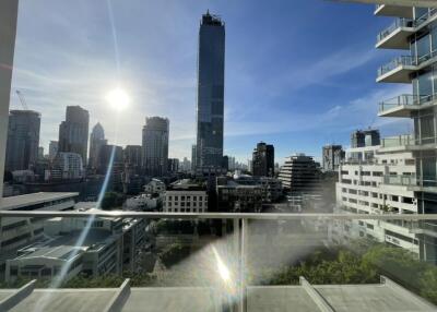 City view from balcony with skyscrapers