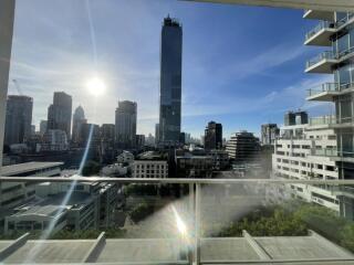 City view from balcony with skyscrapers