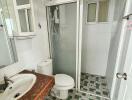 Bathroom with modern shower and tiled floor