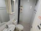 A small clean bathroom with basic amenities