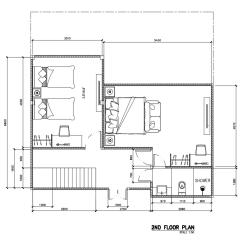 Technical drawing of the second floor plan