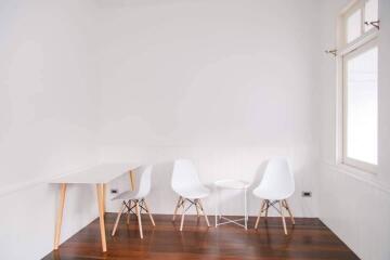 Minimalist modern corner with chairs and wooden floor